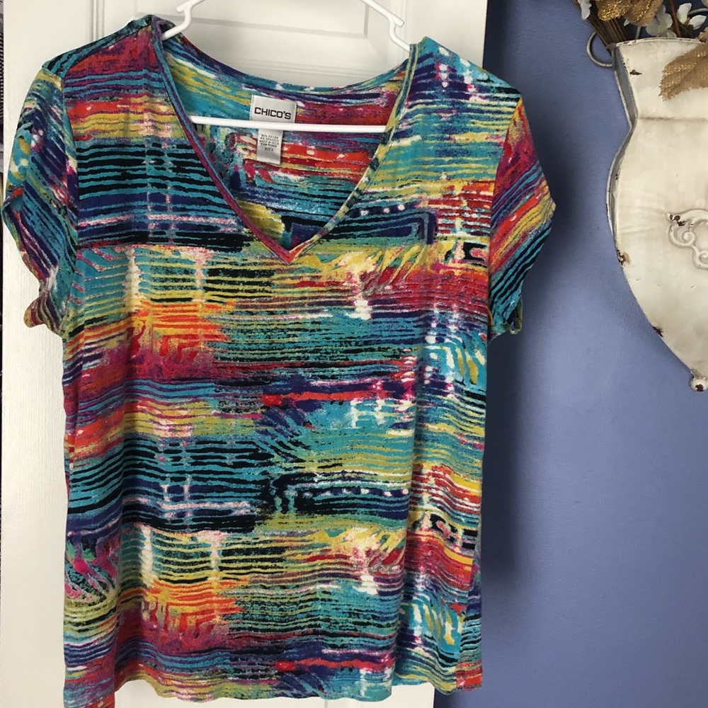 Chico's Multicolor V-Neck Top